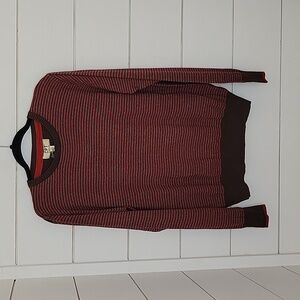 NWT CPT by Cockpit USA XL red brown grey striped crew neck sweatet